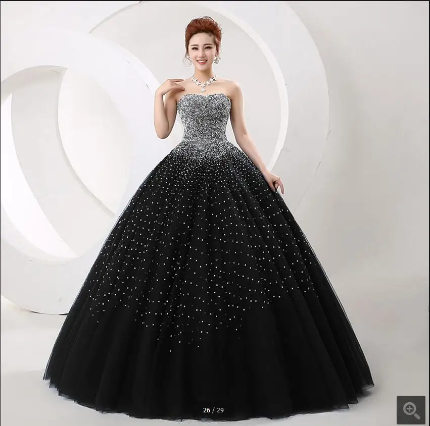 black sparkly ball gown