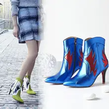 Women Full Grain Leather Short Plush Thick Warm Winter Boots Pointed Toe Fashion Thin Heels Ankle Boots 20161231