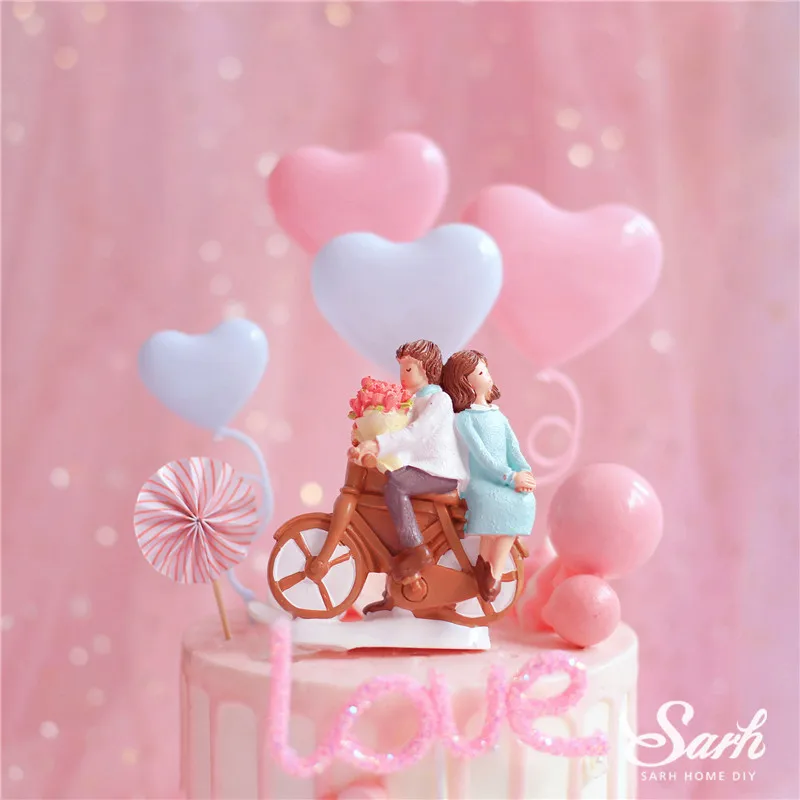 Украшение для велосипедной пары, принцесса, день рождения, голубые, розовые, звезды, любовь, торт, топперы для свадебной вечеринки, принадлежности для выпечки, милый подарок