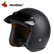 Nuovo caso di Cuoio Sintetico Del Casco del Motociclo Retro Vintage Cruiser Chopper Scooter Cafe Racer Moto Casco 3/4 Aperto Viso Casco DOT