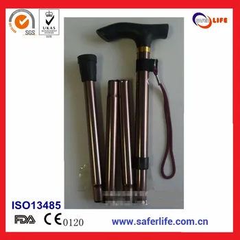 

Chocolate color adjustable folding stool walking stick and crutch