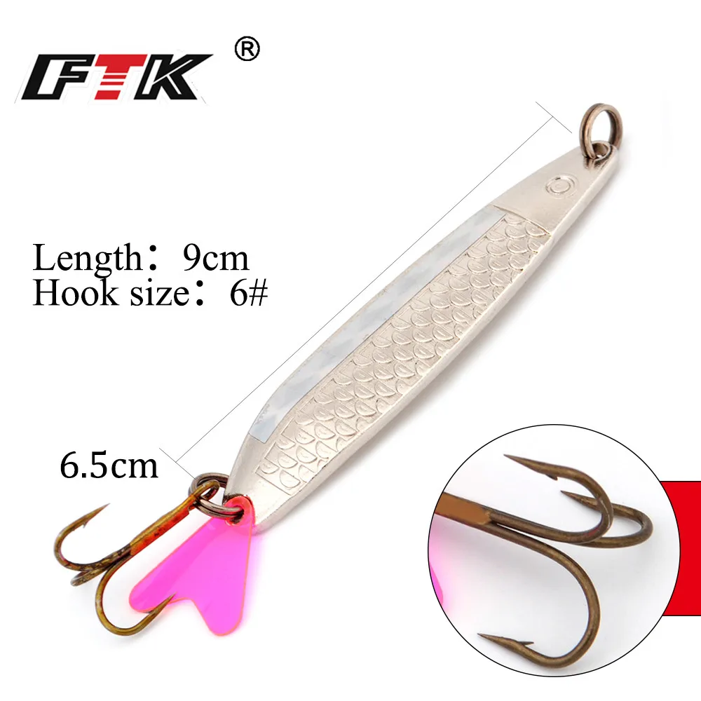 

FTK 1 PC Fishing Lures Zinc Alloy Hard Lures With Treble Hook Spoon Sequin Fishing Bait Tackle Tools