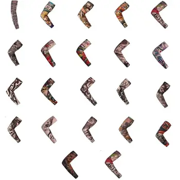 

Fake Tattoo Sleeves Cover Unisex Party Body Art Temporary Sunscreen Tiger Skull Clown Digital Printing Arm Warmer Protector Mens