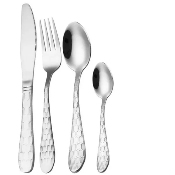 sliver Набор посуды 304 Нержавеющая сталь Творческий узор goldtableware наборы покрытие нож, вилки столовый набор в западном стиле Еда столовые приборы 4 предмета в комплекте - Цвет: sliver