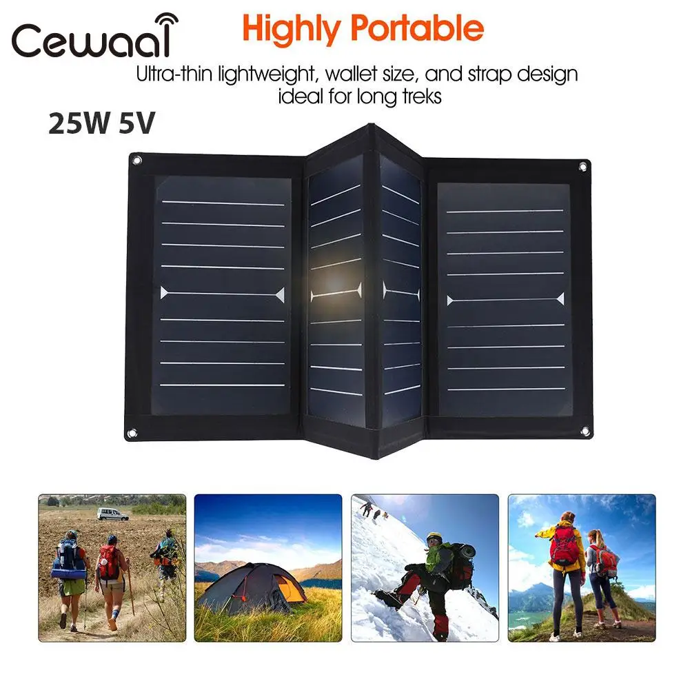

Solar Charging USB Solar Panel Portable 25W 5V Folding Solar Pane Waterproof Sunpower Solar Charger Pane