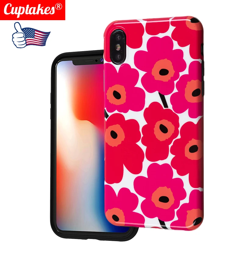 Роскошный Блестящий Мягкий силикон imd чехол для iPhone 11 Pro X XR XS Max 7 8 Plus 6 6S красный цветочный чехол милый цветочный чехол для девочки