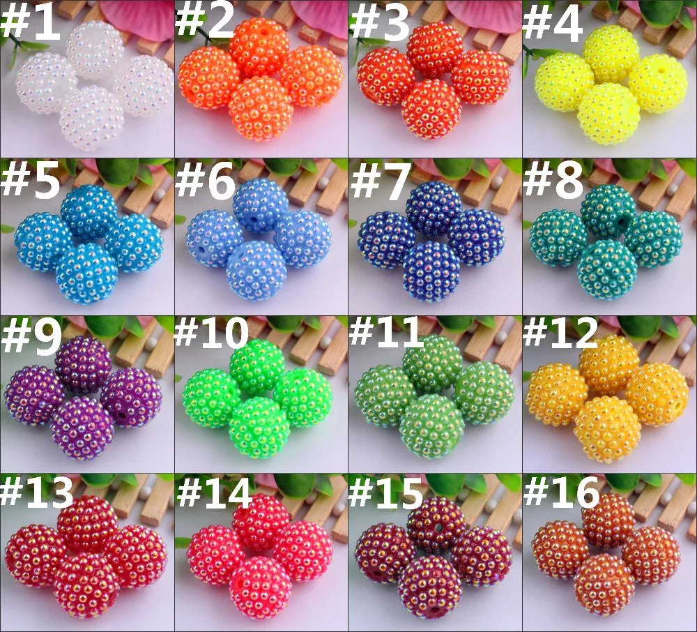 

Kwoi vita Random Mixed Colorful AB 20mm 100pcs/lot resin Imitation pearl round loose bubblegum beads for necklaces making!!
