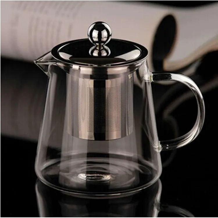 Heat resistant glass teapot with stainless steel filter 380ml 550ml