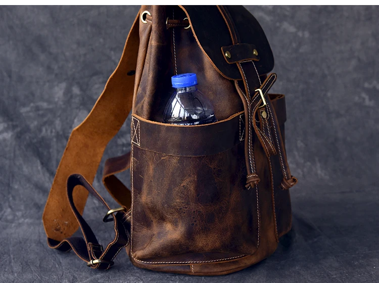 ladies black leather backpack