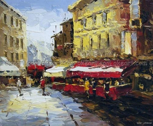 100% hand painted French Coffee Bar Outdoor Paris Street