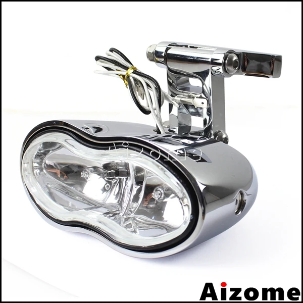 Motorcycle Oval Headlight Custom Streetfighter Twin Headlight H3 55W