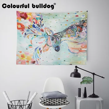 

Pink Flamingo Cartoon Blankets Wave Circle Watercolor Feather Palm Leaves Wall Hanging Mats Geometric Decorate Kid Room Tapestry