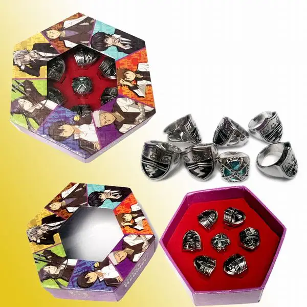 

Free Shipping Anime Katekyo Hitman Reborn Sawada Tsunayoshi Cosplay Rings Vongola Rings Set Metal Collection Model