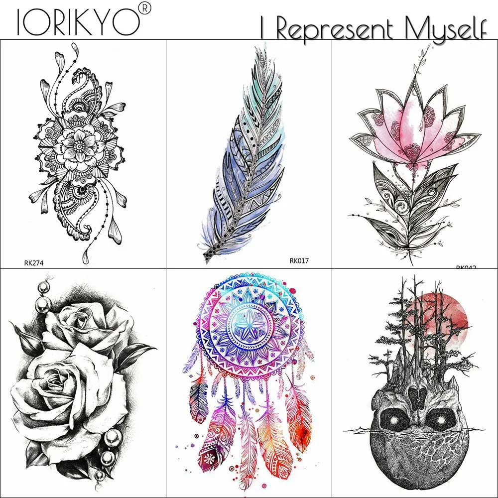 IORIKYO акварельные рельефные женские нагрудные мужские руки Череп дерево