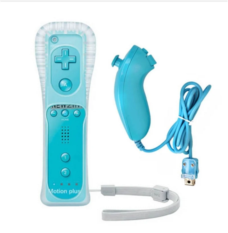 2 в 1 беспроводной пульт дистанционного управления для Nunchuk nintendo wii Встроенный Motion Plus геймпад с силиконовым корпусом датчик движения - Цвет: as picture 13