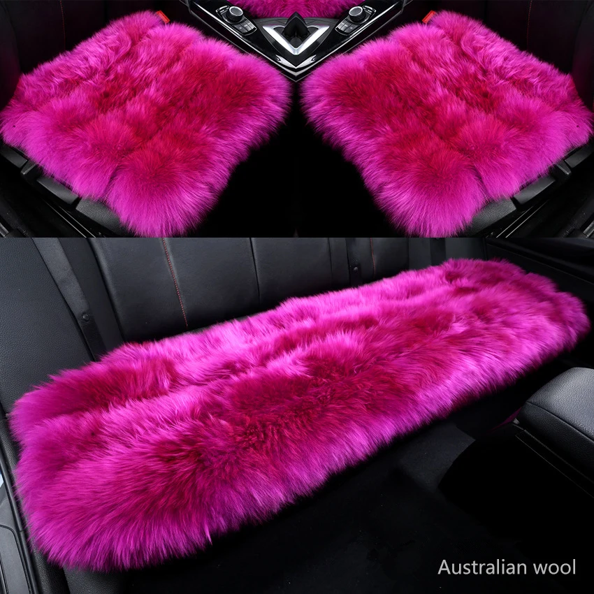 

1 set winter 100% pure Australian Wool Safety Car Seat Covers girl woman accessories for VW golf 4 5 6Toyota BMW Audi