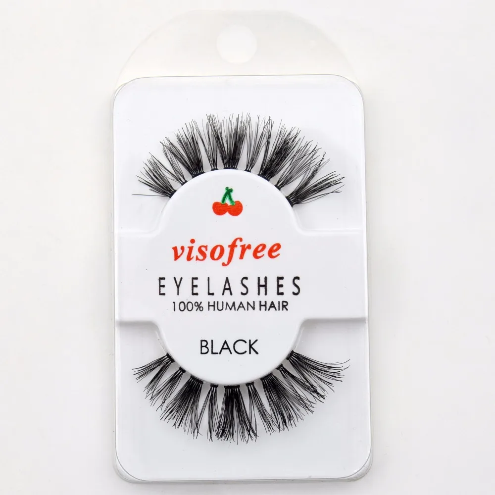 

Visofree Eyelashes Medium Volume Eyelashes Handmade Human Hair Lashes Makeup False Eyelashes Clear Band Makeup Tools V16