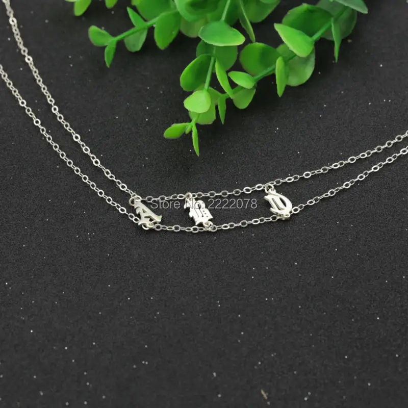 

Sterling Silver 3 initals pendant Choker Necklace Personalized Name Fashion Jewelry Collar de nombre