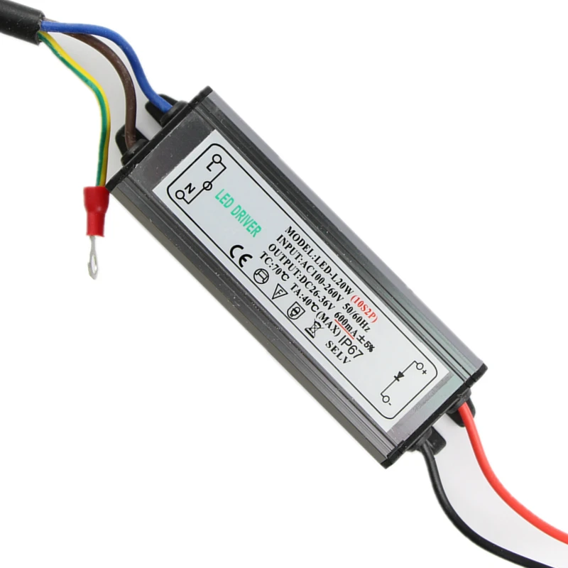 

PHISCALE 1pcs 20W IP67 Waterproof Integrated LED Driver Power Supply Constant Current AC100-260V 600mA for 20W LED Bulb