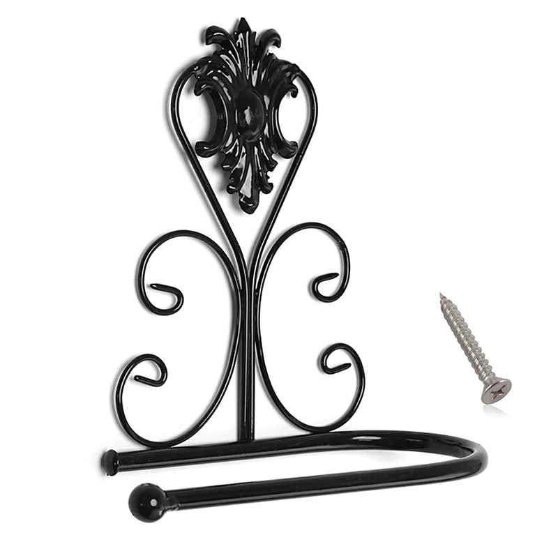 Vintage Iron Toilet Paper Towel Roll Holder Bathroom Wall Mount Rack Black