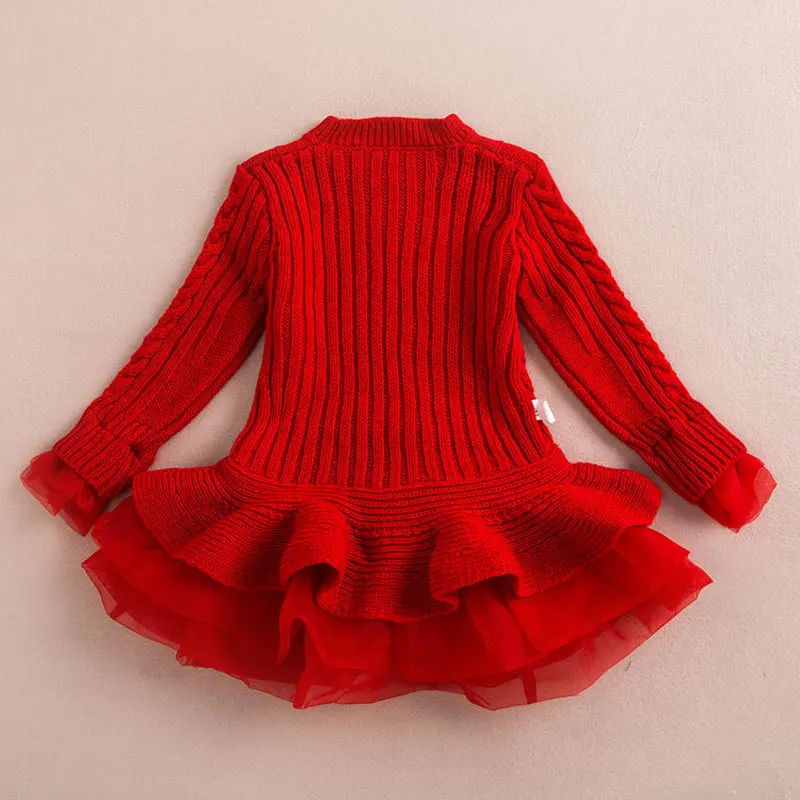 Girls Dress Christmas Wedding Party Dresses Knitted Chiffon Winter Kids Girls Clothes Children Clothing Thick Warm Girl Dresses  (7)
