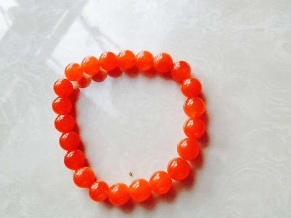 

New 8mm Orange Round Beads stretch Bangle Bracelet 7" 28%