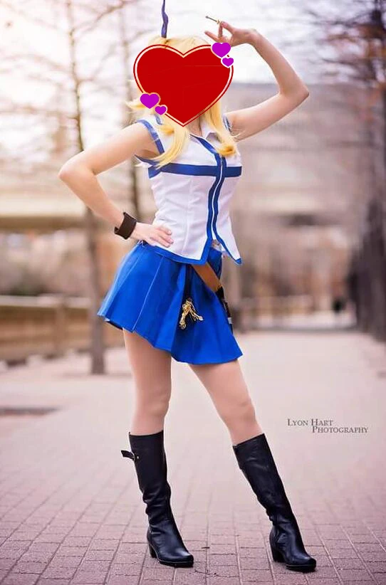 2016 Fairy Tail Люси хартфилия по умолчанию Форма Косплэй костюм вечерние платье |