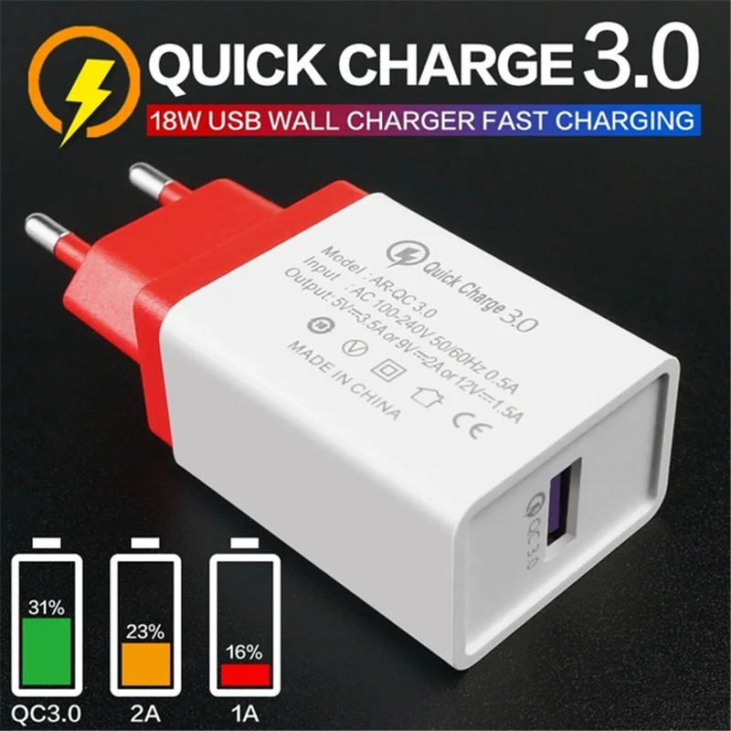 Быстрая зарядка 5 в 3 0 А зарядное устройство USB 18 Вт 6 цветов быстрая стандартная
