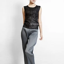 Miyake ручная складная сумка на плечо без рукавов куртка Футболка Плиссированные Топы