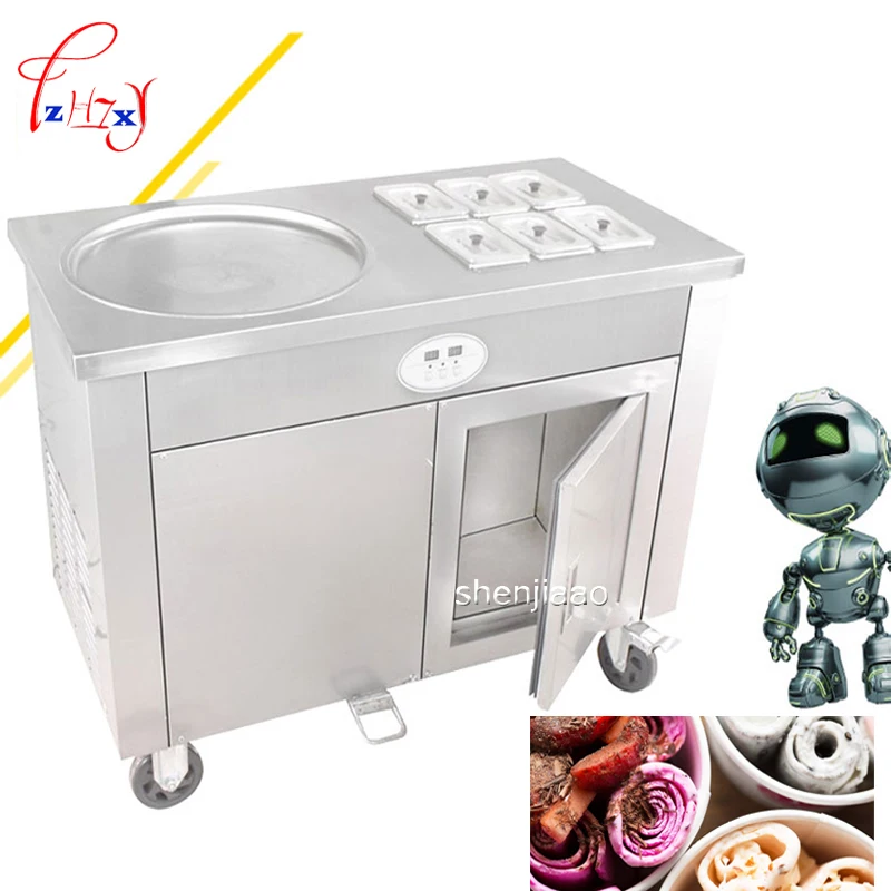 

CBJY-1D6A a single pot with cold storage cabinet commercial fried ice cream roll fried yogurt machine fried milk roll machine