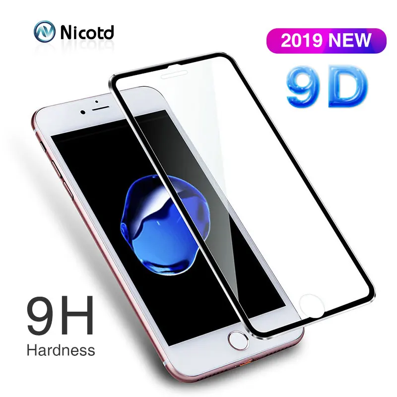 Закаленное стекло 9D для iPhone 8 Plus 7plus 6s 6 полноэкранная Защитная пленка X SE 5