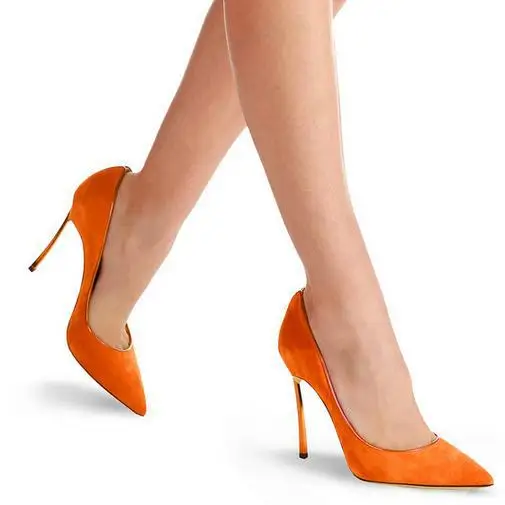 orange pointed heels