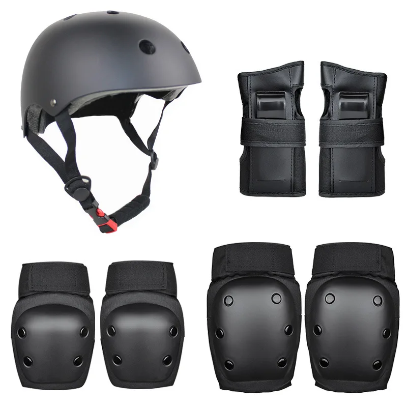 Спортивная камера шлем жесткий шлем ремень производитель детский шлем Защитное Снаряжение Набор баланс автомобиль взрослый скейтборд - Цвет: Черный