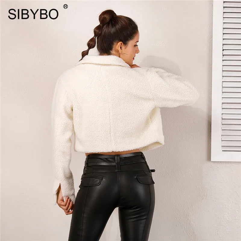 Sibybo الخريف الشتاء أزرار مثير المرأة معاطف وسترات أزياء طويلة الأكمام ضئيلة المحاصيل أعلى النساء جيوب عارضة سترة النساء