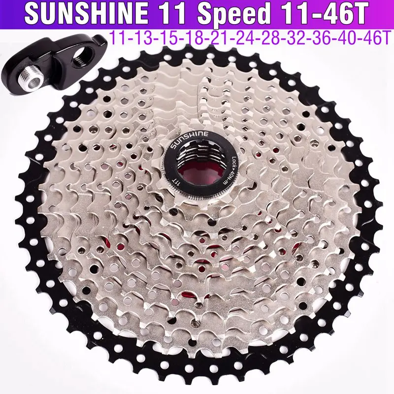 SUNSHINE 11 speed Freewheel MTB Запчасти для горного велосипеда кассета Freewheel Золотой 11-42T 46T 50T для запчастей XT M8000 SLX M7000 M9000 - Цвет: 11S 11-46T expansion