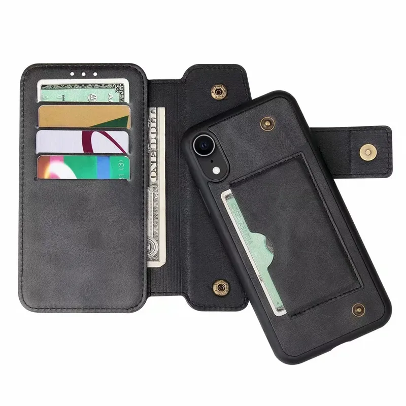 

Case For iPhone Xs Xr Xs Max Detachable 2 in 1 Credit Card Purse Case For iPhone X 7 8 Plus 6 6s Plus leather Case bag Cover