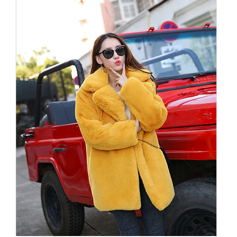 Chaud Beige Fourrure Manteaux Femelle Peluche Bleu pink black Costume Lapin Casual Coat blue yellow Coat Faux Nagodo Pardessus Épaissir Coréen Coat Femmes Hiver Fur 2018 Coat En De Manteau Coat tUvH6