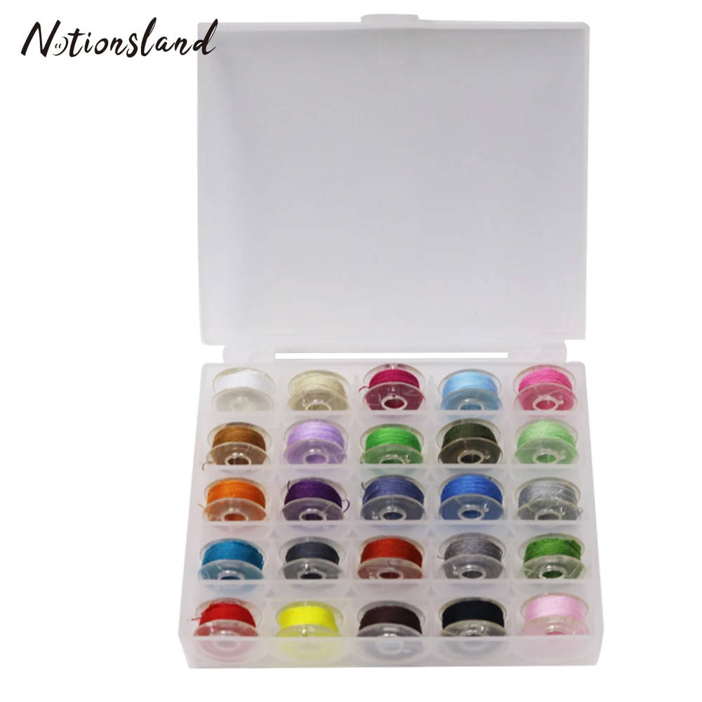 

Practical Plastic Coil box with 25 Colorful Sewing Thread Bobbin Storage Box Sewing Machine Accessories Set