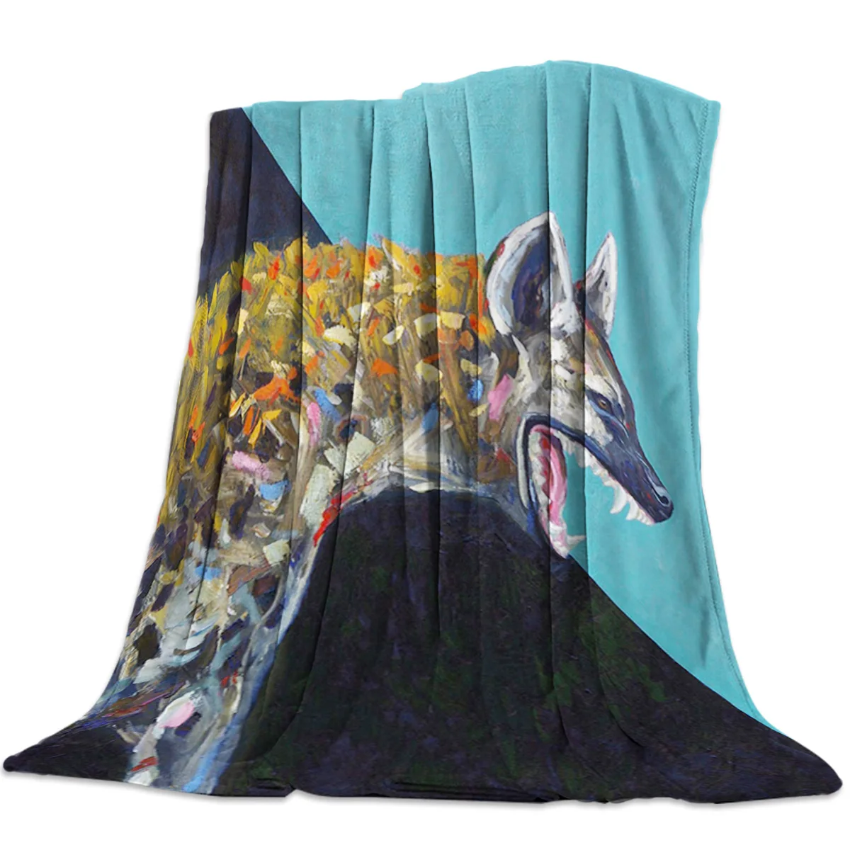 

Wild African Hyenas Ferocious Throw Blanket Cartoon Style Dramatic Gesture Warm Microfiber Blanket