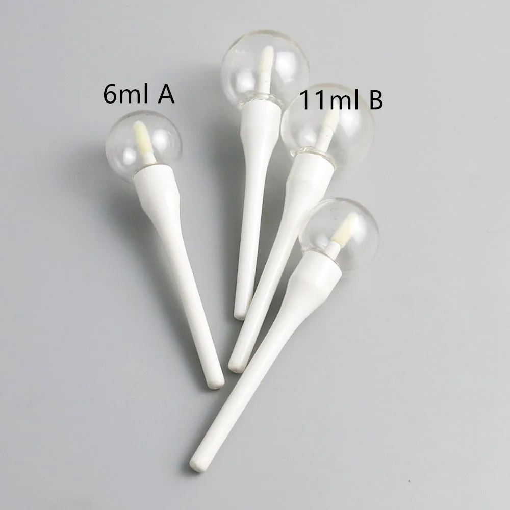 

20 x 6ml /11ml Sample Cosmetic Containers Empty Transparent Light Bulb Shape Lip Gloss Tubes Plastic Lip Balm Tube Lipstick