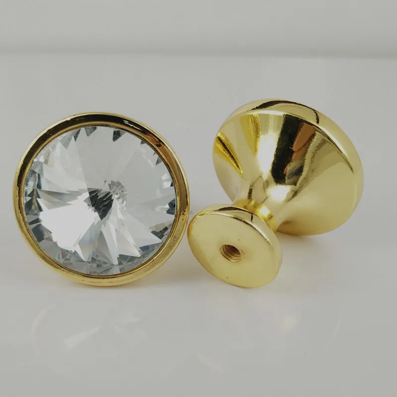 10pcs Crystal Glass Knobs Diamond Shape Pull Handle 30mm for Cupboard Kitchen and Bathroom