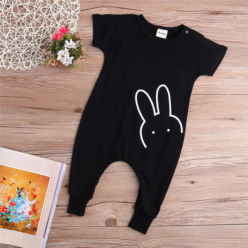 

CANIS Hot Newborn Kids Babys Boys Girl Cotton Black Casual Rabbit Autumn Romper Long Pants Jumpsuit 3M-4T