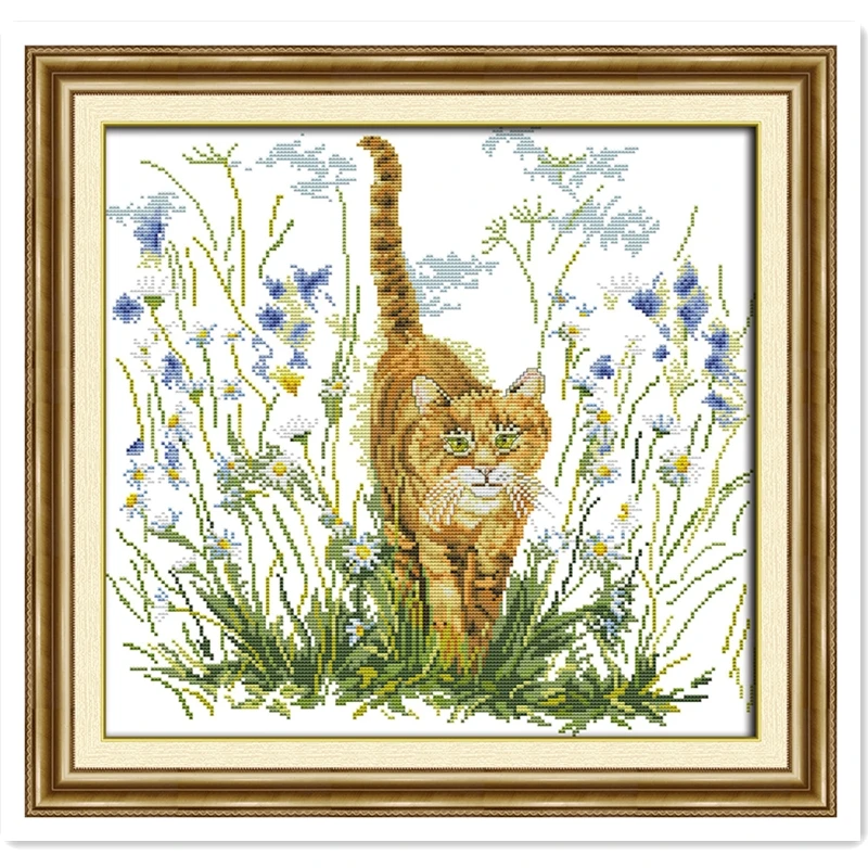 

The Cat's Warning 11CT Printed On Canvas DIY Set Embroidery Cross Set Home Decor Painting Chinese Counted Cross Stitch Pattern