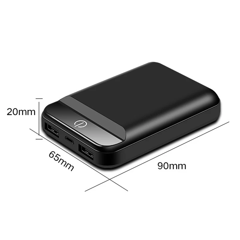 Мини портативное зарядное устройство 10000 мАч с двумя USB портами быстрая зарядка