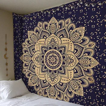 

2018 Mandala Polyester 150*150 CM Square Tapestry Wall Hanging Carpet Throw Yoga Mat for Home Bedroom Decoration