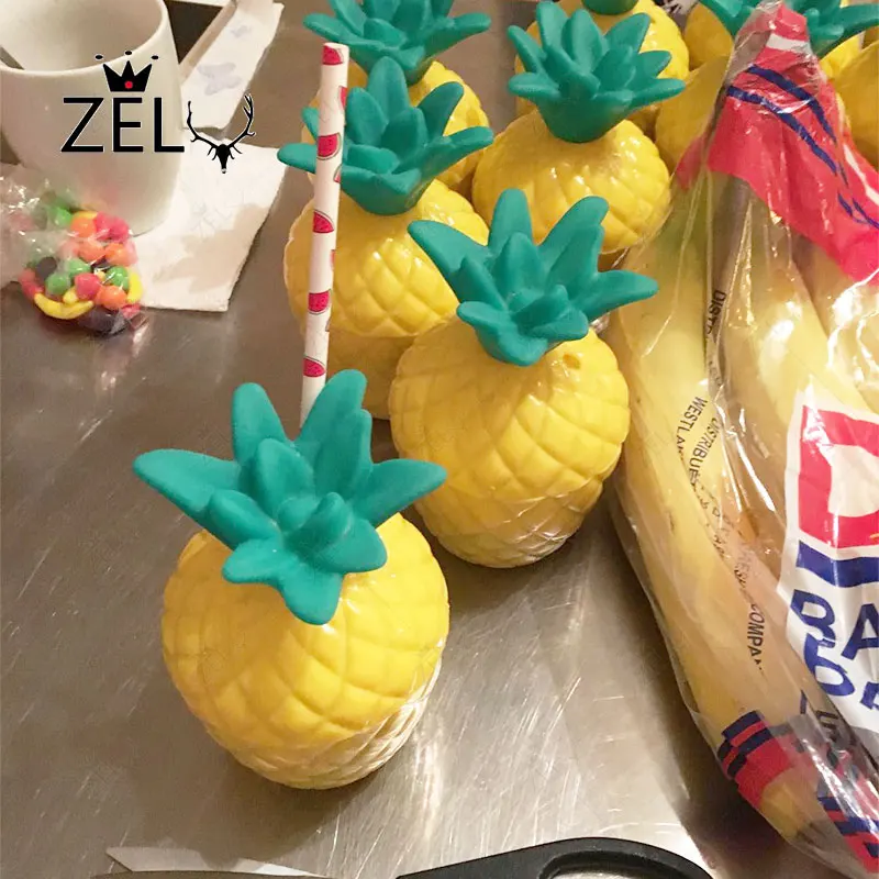 ZLJQ 6 шт. желтая ананас Кокосовая чашка с 3D Бумага Фламинго питьевые соломинки