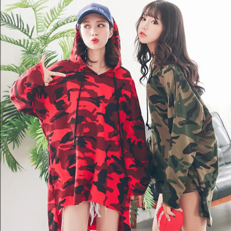 Funny T shirts kyku women long sleeve loose Long camouflage T-shirt dress new fashion long sleeve T shirt women plus size