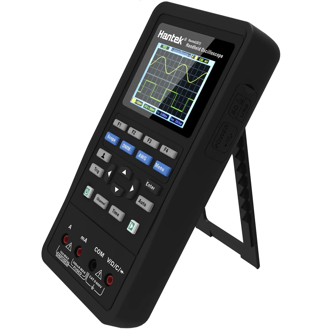 

Hantek 3in1 Digital Oscilloscope+Waveform Generator+Multimeter Portable USB 2 Channels 40mhz 70mhz LCD Display Test Meter Tools
