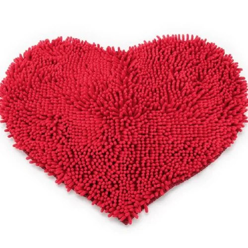 Tapis de sol Tapis de bain utilitaire coeur rouge Chenille Paillasson