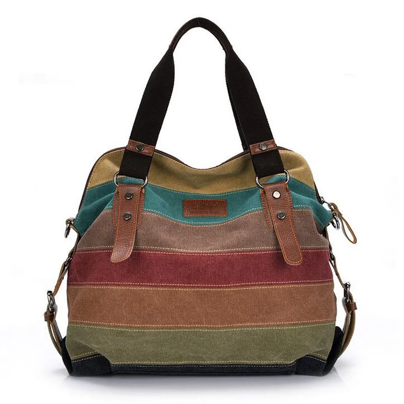 

Fashion Canvas Bag Brand Women Handbags Patchwork Casual Women Shoulder Bags Female Messenger Bag Ladies 2019 Spring Purse Pouch